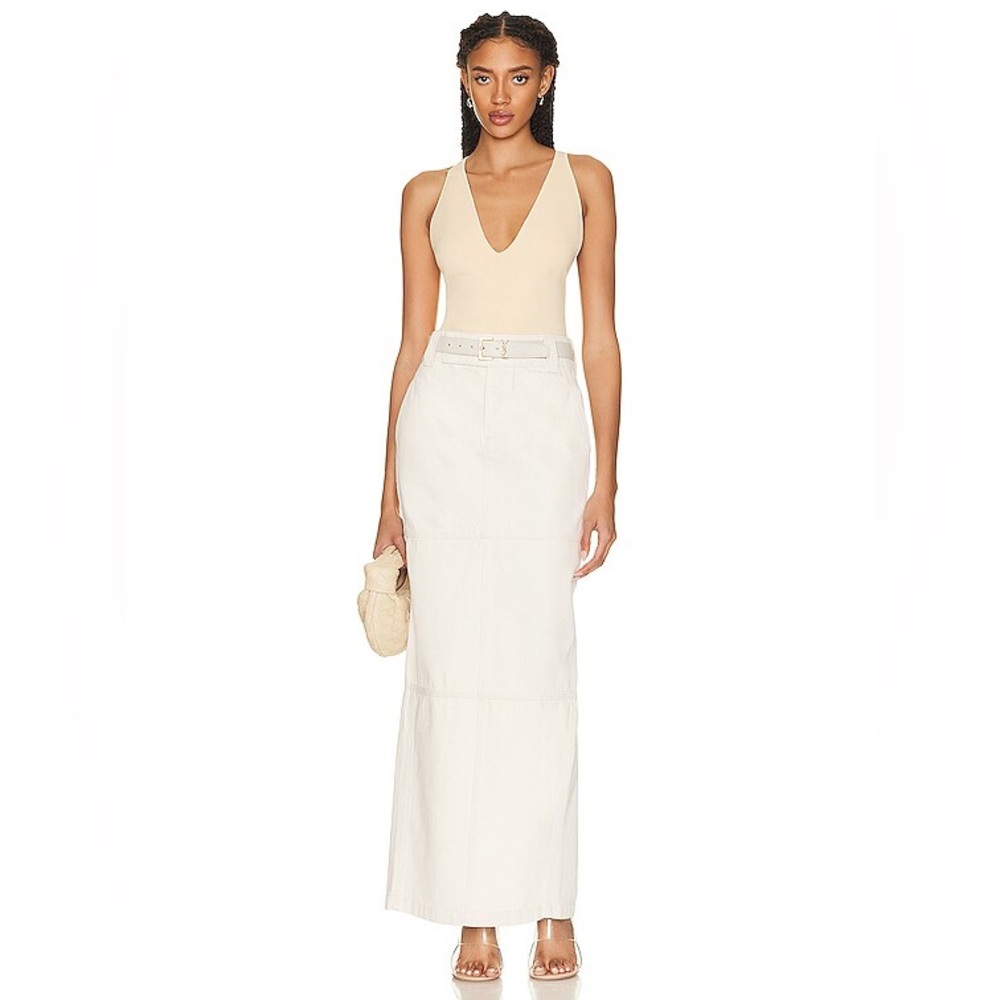 A.L.C. Beige/Off-White V-Neck Sleeveless Bodysuit